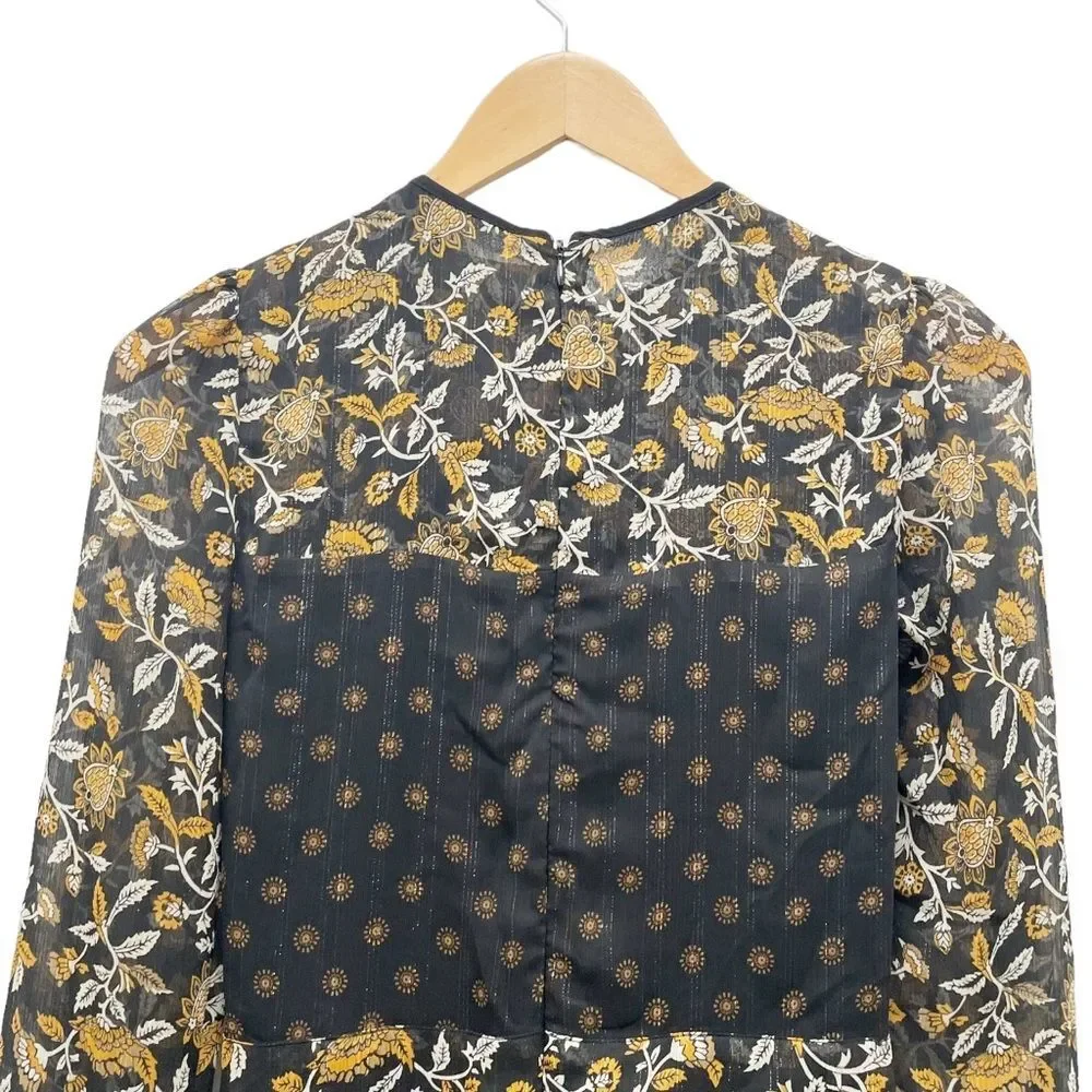 Michael Kors Mixed Botanical Print Georgette Dress Boho Flowy Women’s Size XXS